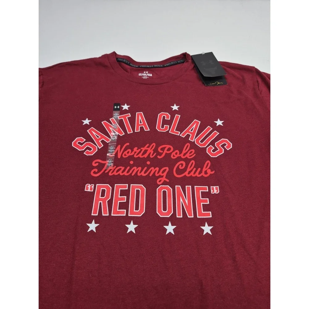 Under Armour Project Rock Shirt Mens LT Red Santa Claus Red One Graphic Tee